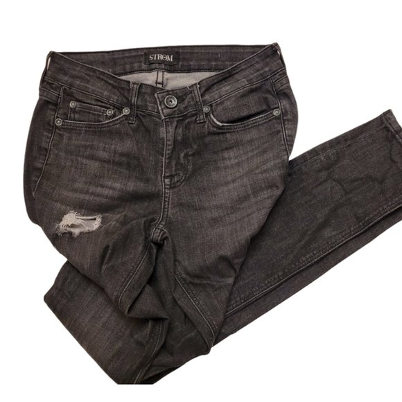 Strom Pants - Strom Skinny Denim Jeans Distressed Stretchy Dark Wash
